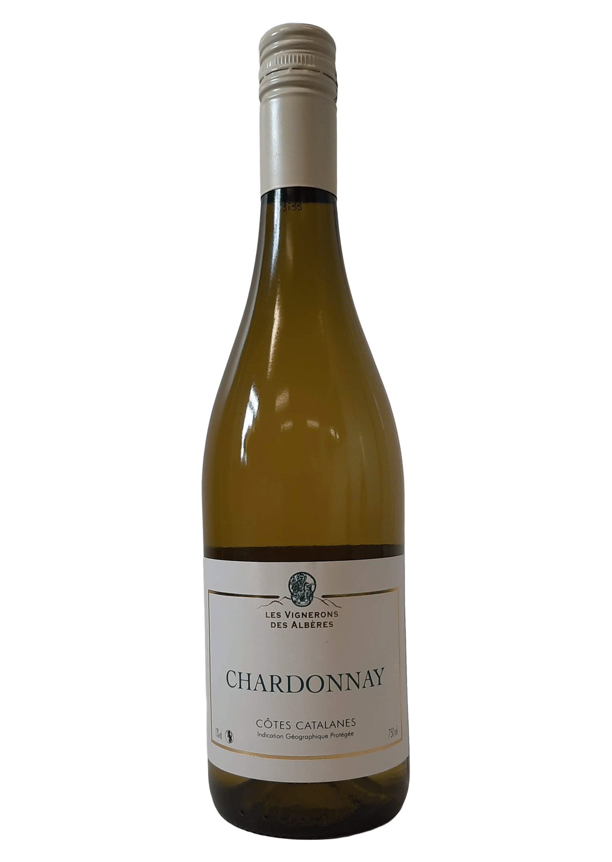 Chardonnay met schroefdop transparant Les Vignerons des Alberes Chardonnay Wijndivas Frankrijk Cotes Catalanes