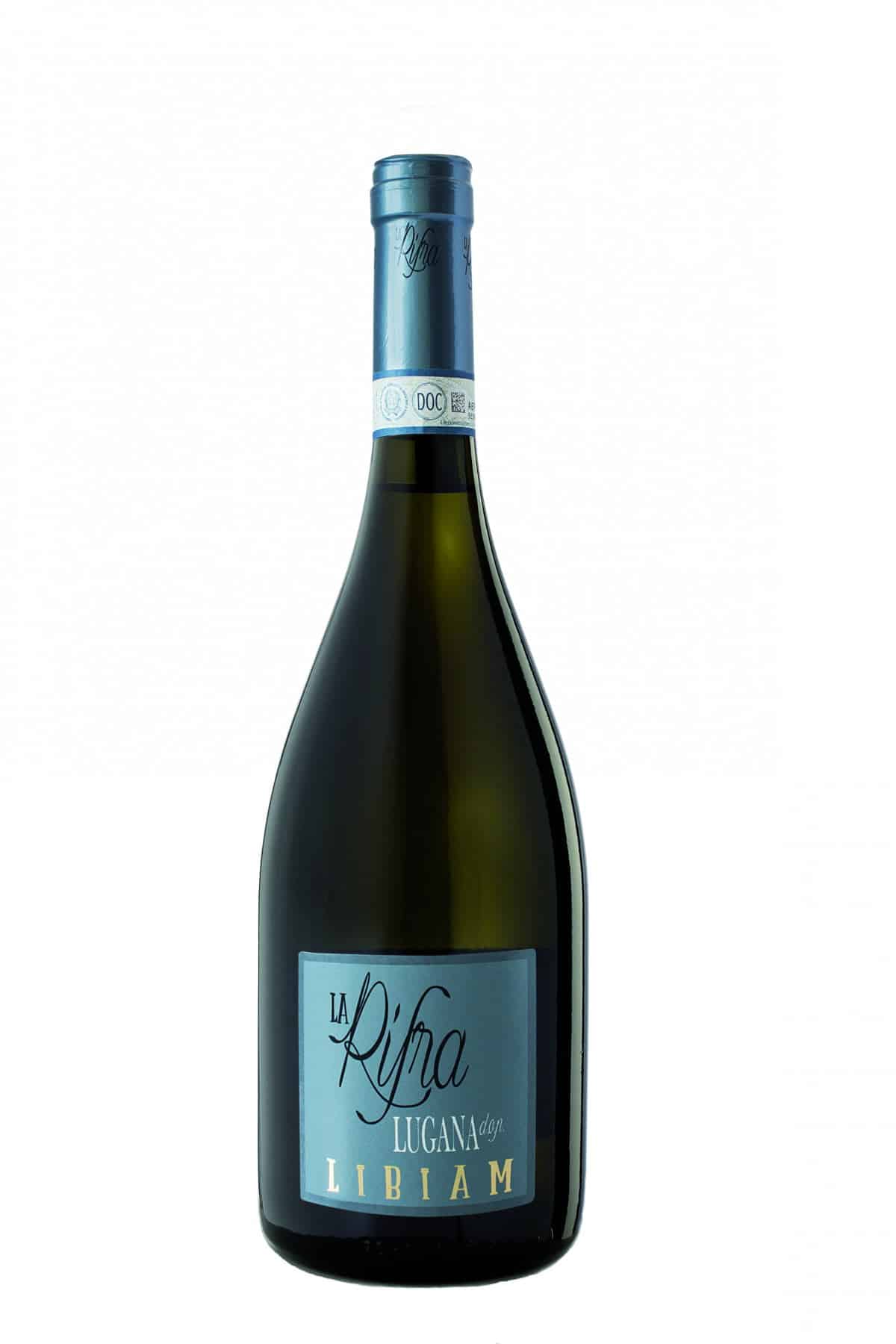 Libiam sfondo bianco La Rifra Libiam Lugana Italiaanse witte wijn Trebbiano di Lugana