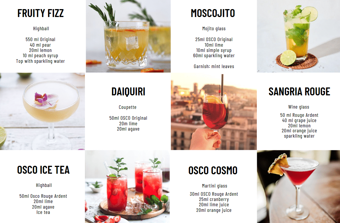 OSCO recepten 2 OSCO l'Original Rouge Ardent alcoholvrij aperitief gentiaan verjus Frankrijk tonic mocktail no & low alcohol cocktail Wijndivas